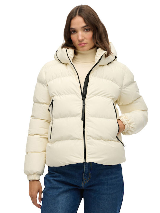 Superdry Women's Puffer Jacket for Winter with Hood Cream W5011996A-71D