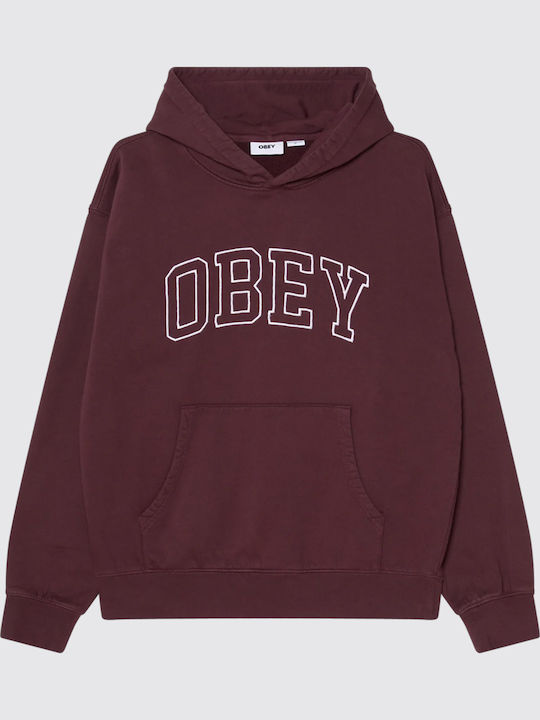 Obey Φούτερ με Κουκούλα Μπορντό