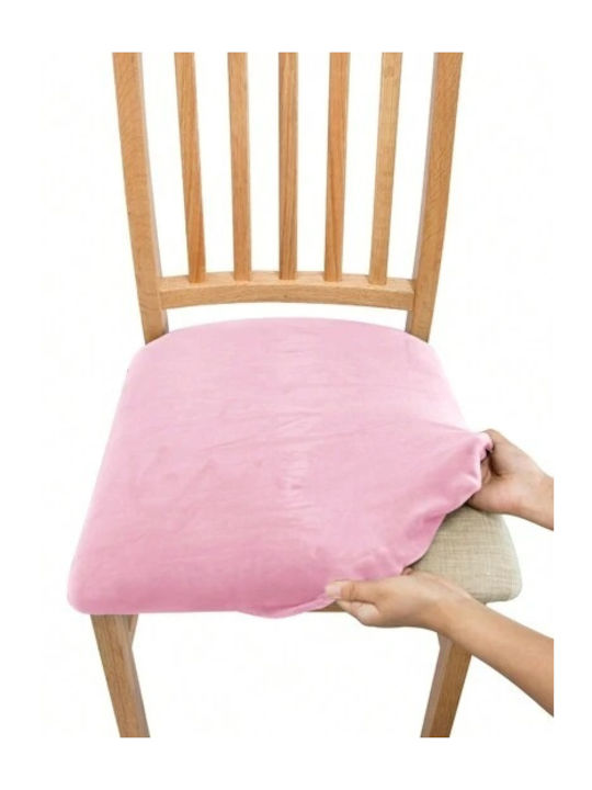 Ehome Elastische Abdeckung für Stuhl Pink 1Stück Ελαστικό Κάλυμμα Καρέκλας Βελούδινο Χωρίς Πλάτη BELOUDINO-KAP-Ρόζ BELOUDINO KAP