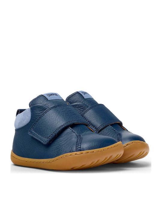 Camper Leather Kids Boots with Zipper Blue
