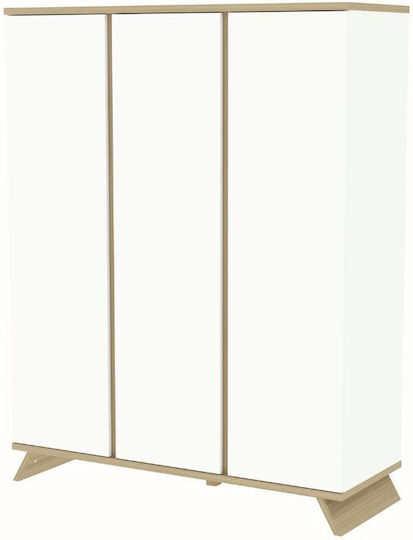 Three Door Wardrobe White 136.2x50x175.7cm