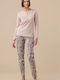 Noidinotte Winter Damen Pyjama-Set Beige
