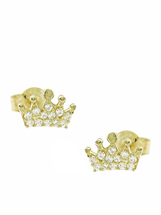 Senzio Belibasakis Kids Earrings Studs Crowns from Gold 9K