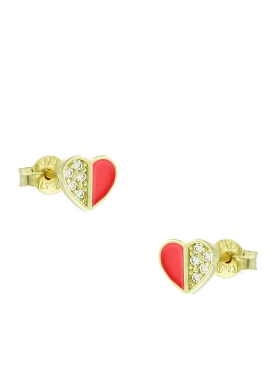 Senzio Belibasakis Kids Earrings Studs Hearts from Gold 9K