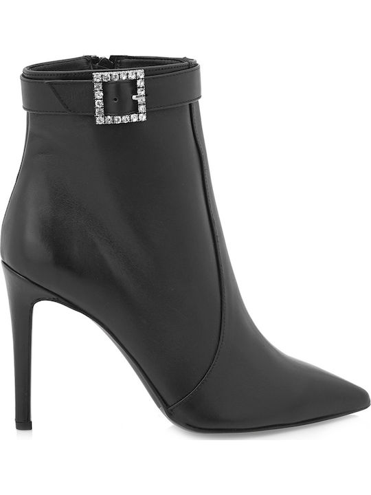 Leder Stiefeletten Damen Schwarz