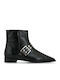 Leder Stiefeletten Damen Schwarz