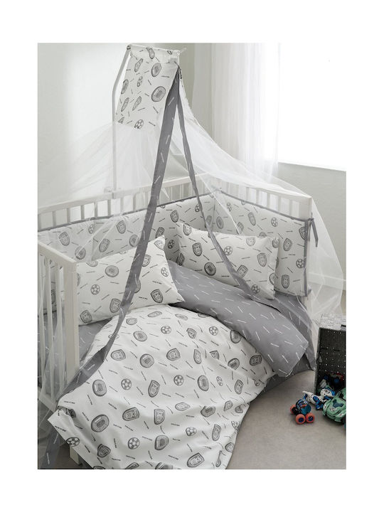 Vesta Home Baby Crib Sheets Fitted Cotton Set Gray 120x165cm 3 Pieces