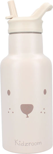 Kidzroom Sticlă Pentru Copii Termos Din Oțel Inoxidabil Cu Pai Bej 350ml