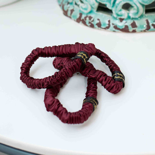 Silk Slim Scrunchie Mulberry Silk 6a 22mm Burgundy
