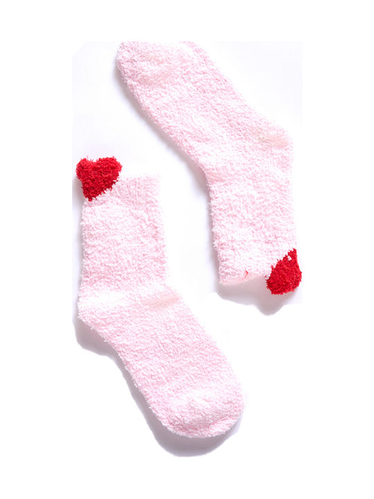 Damen Socken Fleece Herz Rosa