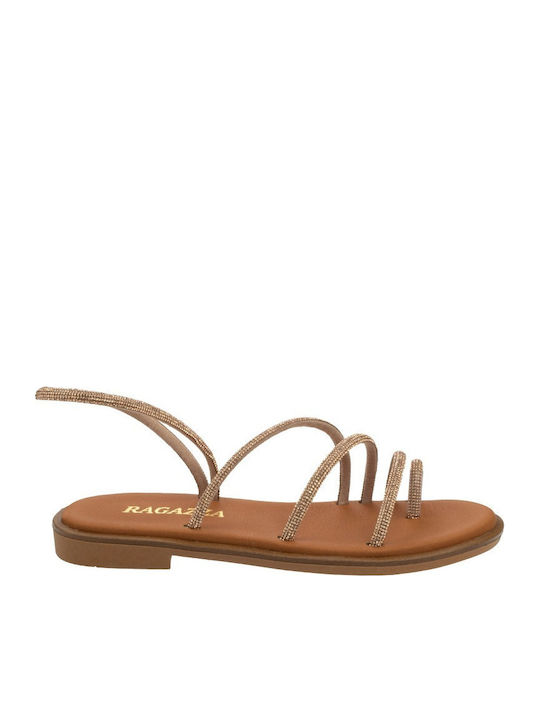 Ragazza Leder Flache Sandalen Für Damen Kupfer