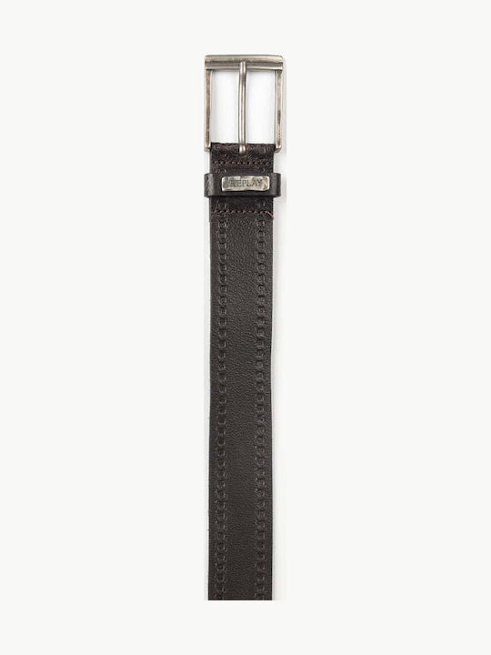 Wide Men's Belt Leather Brown
