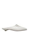 Leather Mules with Low Heel in Beige Color