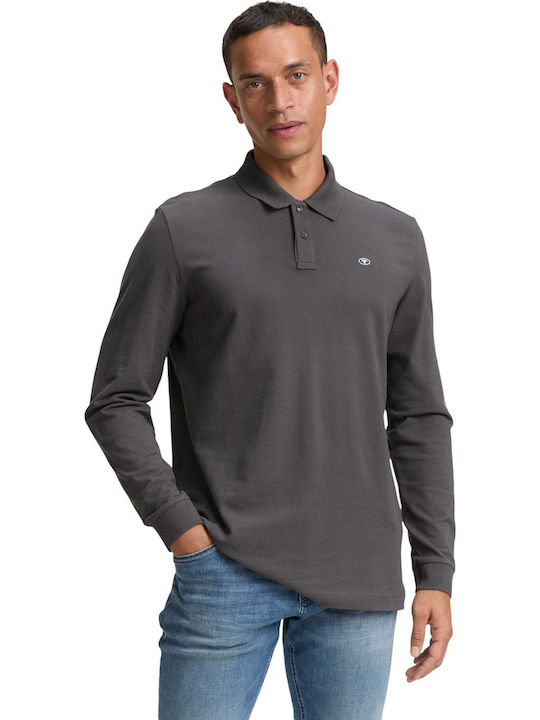 Tom Tailor Basic Polo Langarmbluse Gray