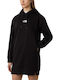 Rochie Mini Sport Mânecă Lungă Cu Glugă Neagră