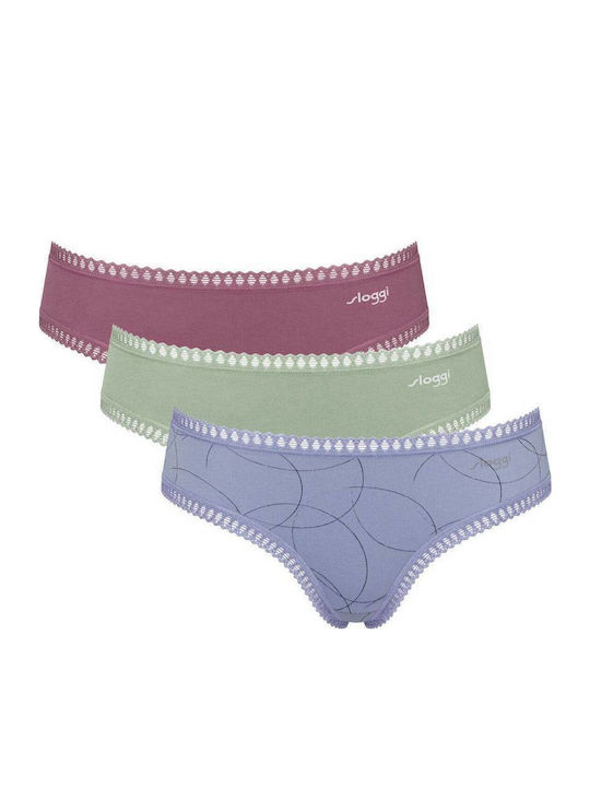 Sloggi Βαμβακερά Femei Slip 3Pack Bay Leaf Mint