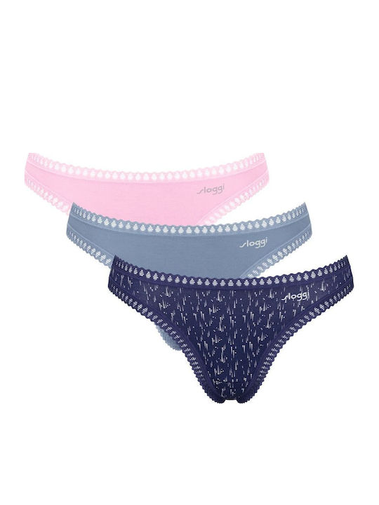 Sloggi Βαμβακερά Damen Zeichenfolge 3Pack Blue