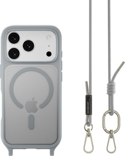 Mageasy Roar M With Lanyard Back Cover Silicone with Strap Gray (iPhone 17 Pro Max)