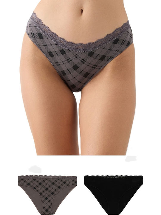Minerva Fimelle Femei Slip 2Pack Black-grey