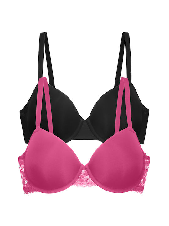Pink/black Сутиен с лека подложка & с Банели 2Pack