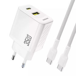 Dudao GaN с USB-A порт и USB-C порт и кабел USB...