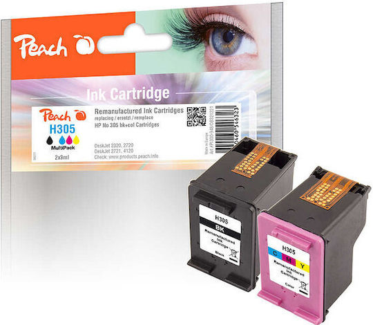 Peach Πακέτο Συμβατών Μελανιών Εκτυπωτή InkJet HP 305 220 Σελίδων Μαύρο 1τμχ