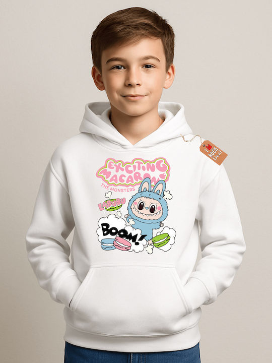 Rock Deal Kids Sweatshirt with Hood White Labub...