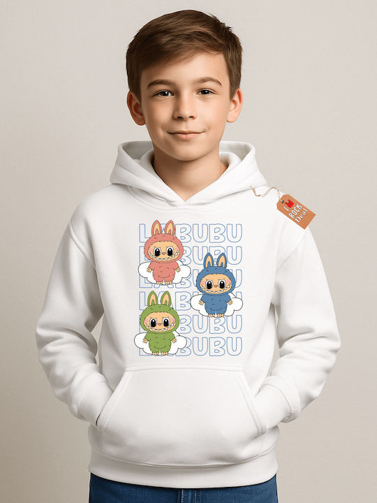 Rock Deal Kids Sweatshirt with Hood White Labub...