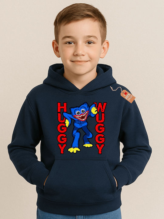 Παιδικό Φούτερ με Κουκούλα Μπλε Navy Huggy Wuggy