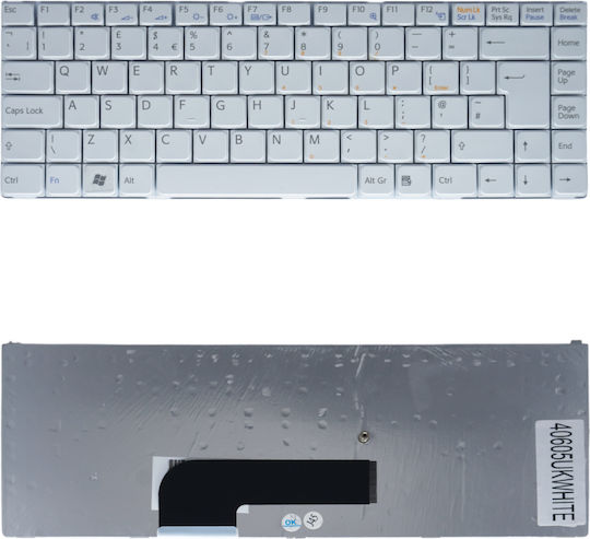 Laptop Keyboard Sony Vaio Vgn-n Series 81-31105001-24 K070278b1 UK White Layout Keyboard Code 40605ukwhite