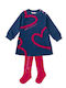 Girls Dress Sweatshirt Long Sleeve Denim Set with Tights Indigo