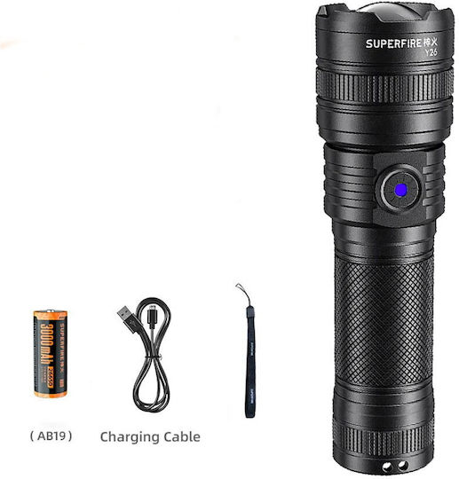 Supfire Lanternă cu Bliț LED Reîncărcabilă IP43 cu Luminozitate Maximă 1200 Lumen
