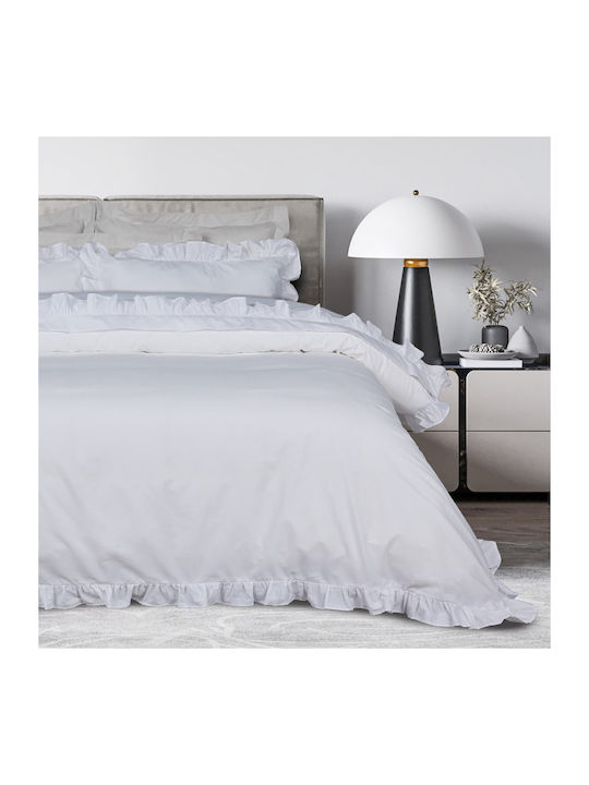 Das Home Bettbezug-Set Baumwolle Übergröße mit 2 Kissenbezügen 220x240 Daily White
