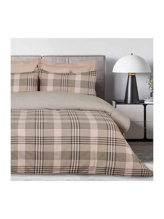 Das Home Duvet Cover Set Cotton Single with Pillowcase 160x240 Beige, Olive