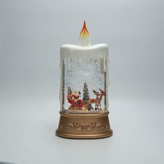 Eurolamp Настолна Декоративна Фигура Свещник Дядо Коледа Шейна Вода Вътре Изпълнена със Светлина Батерии Таймер 15.5x9.5x30см Eurolamp