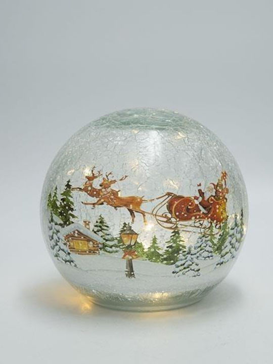 Eurolamp Tabletop Illuminated Glass Crackle Ball Christmas Figure Battery Timer 14cm Eurolamp
