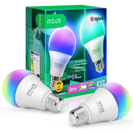 Nous Смарт крушки LED 9W за фасунга E27 RGB 810лм Димируем 2бр