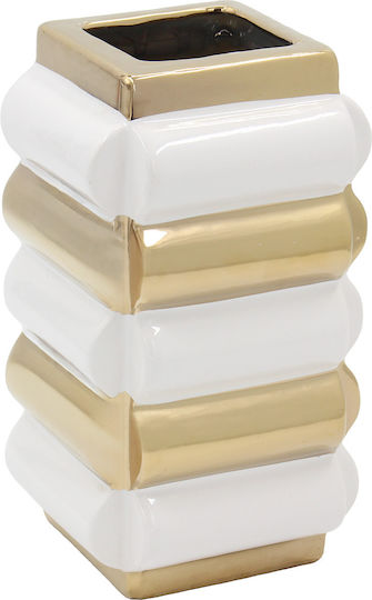 Keskor Διακοσμητικό Βάζο Κεραμικό Λευκό 12x12xΥ22cm