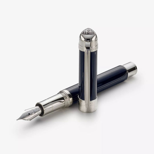 Maybach Peak I Lustrous Nautical Blue Lackplatte Platinum Füllfederhalter