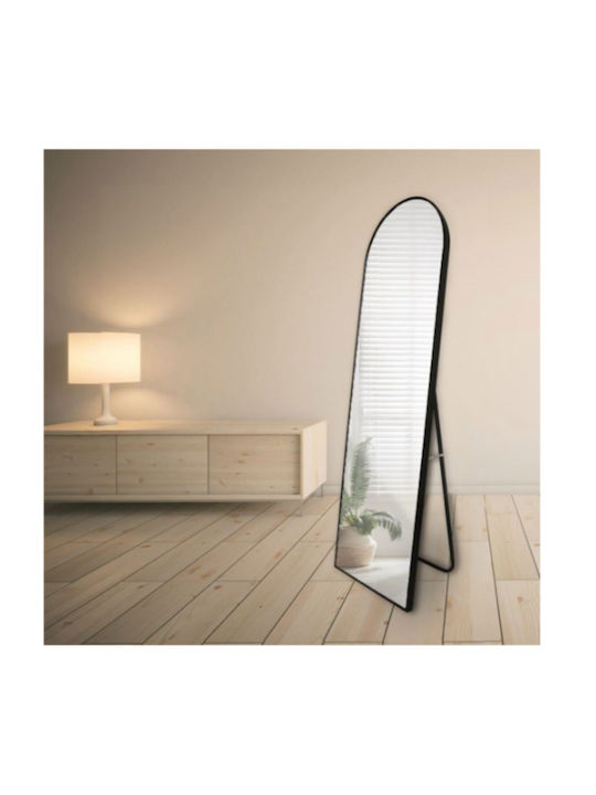 Gewölbter Boden- oder Standspiegel mit Schwarzem Aluminiumrahmen 148x45cm