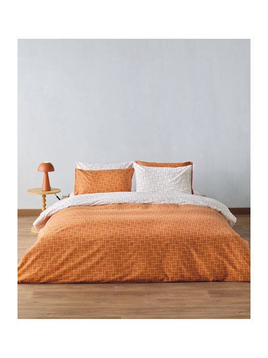 Kentia Sheet Sets Queen 240x270cm. Versus Dodici 06 Terracotta-white 4pcs