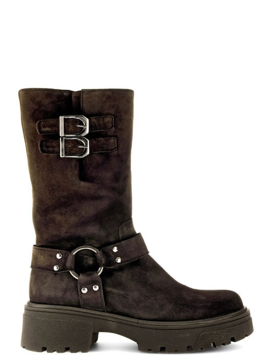 Gabor Leather Women's Biker Ankle Boots Brown