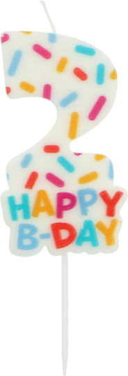 Geburtstagskerze Cozy Sprinkles Nummer 2 Mehrfarbiges Kerze 7cm Kinderspaß Party