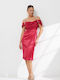 Summer Midi Evening Dress Red