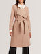 Wool Women's Camel Coat with Belt