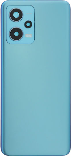 Battery Cover Battery Door + Battery Door Adhesive + Back Camera Lens Bezel Blue for Redmi Note 12 5G