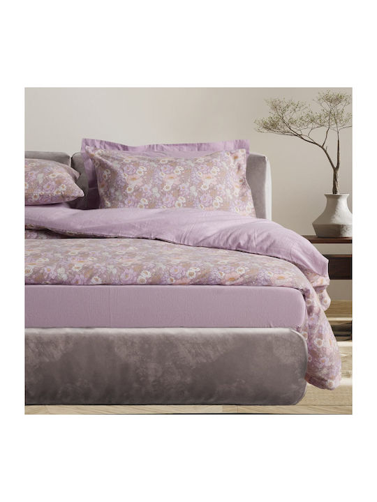 Das Home Bettwäsche-Set Überdoppel Flanell 230x260cm. Happy Flannel 9682 Grey, Lilac 4Stück