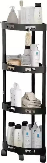 Corner Floor Bathroom Shelf Plastic Black