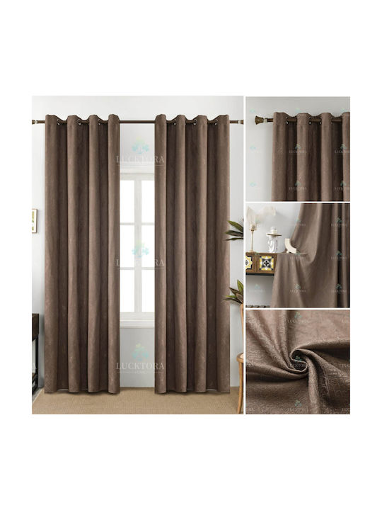 Lucktora Vorhang mit Grommet Braun LCT-14425 140x270cm