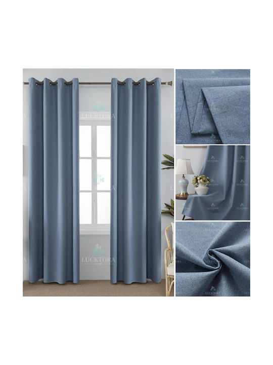 Lucktora Κουρτίνα Συσκότισης με Τρουκς Μπλε 140x265εκ.